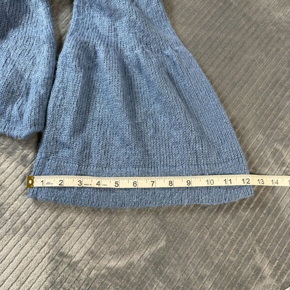 Wooden Ships Cowl Neck Bell Sleeve Mohair Wool Blend Sweater Baby Blue M/L - Picture 8 of 8